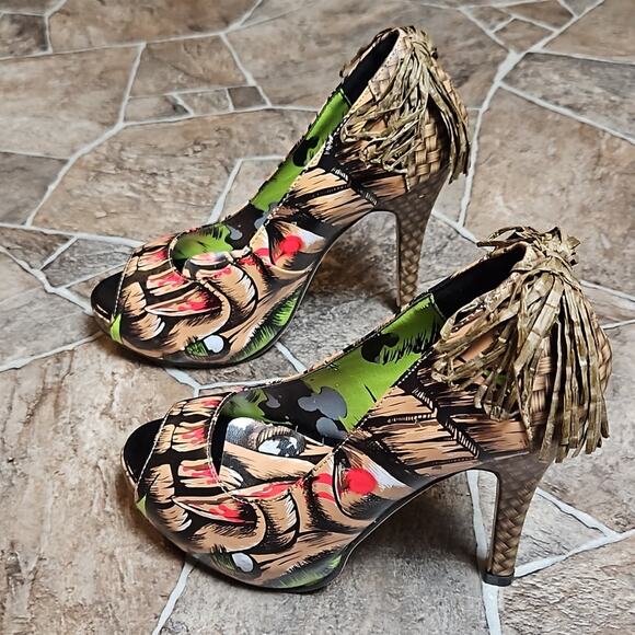 New in Box Iron Fist Tiki Toes Peep Toe Platform Heels Sz 5 - Picture 2 of 16